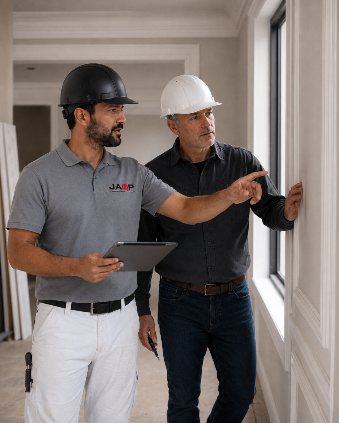 JAQP project lead walking client through finished work on site